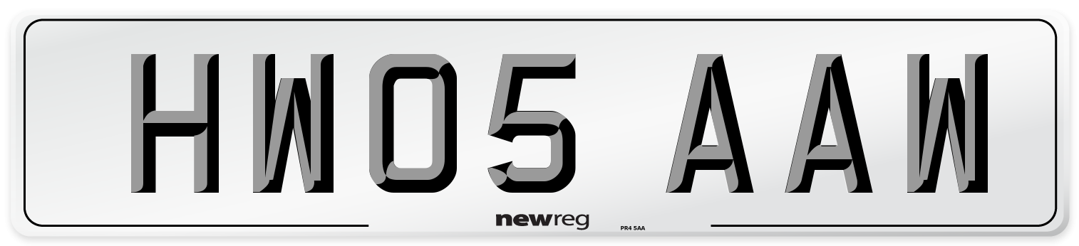 HW05 AAW Number Plate from New Reg